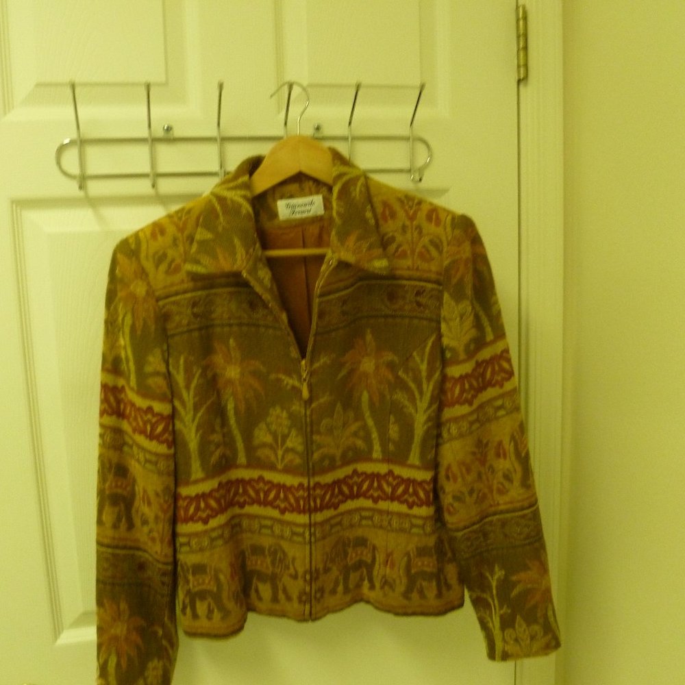 Ladies Jacket by  Giancarlo Ferrari, size 12,  gold and olive green